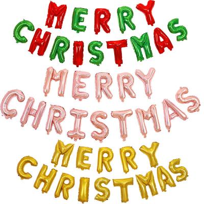 China Gift Toy Wholesale 16 Inch Alphabet Letter 14 PCs Merry Christmas Set Foil Balloon For Christmas Party Decoration for sale