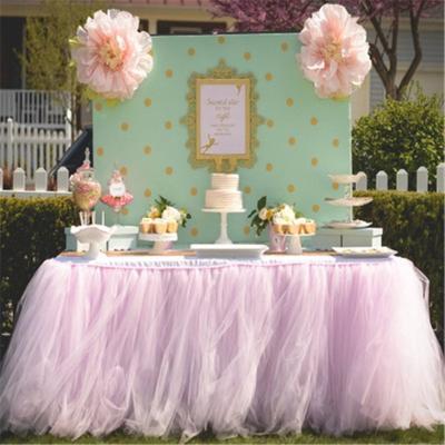 China New Oilproof Amazon Wedding Party Tulle Tutu Table Skirt For Birthday Baby Shower Party Dress Up for sale