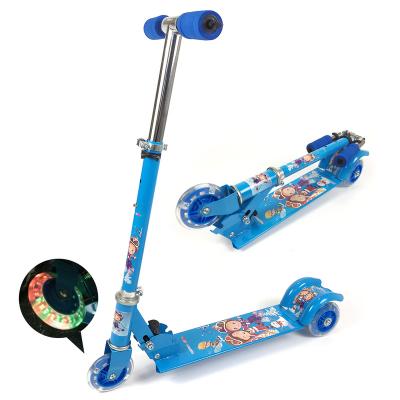 China 1 Front Wheel And 2 Rear Wheels Cheap Steel Iron Folding Suspension Kids Kick Scooter With Back Two Wheels for sale