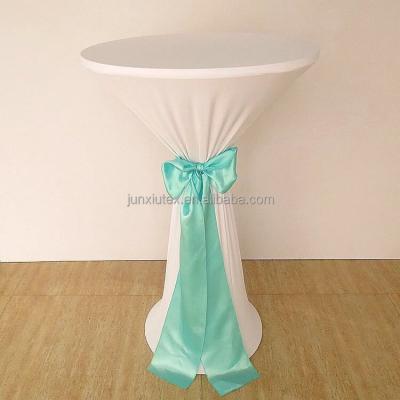 China Easywash Lycra Round Cocktail Tablecloth Bar Spandex Table Cover Dry White Easy Dry Fitted Table Cloth for Wedding Event and Party Decoration for sale