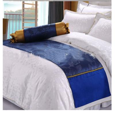 China King Size Royal Blue Decorative Jacquard Hotel Bed Runner for sale