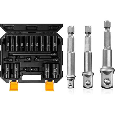 China Multi Fuction Tool 22 Piece Set, SAE 1/2 inch deep impact socket set with Durable Case, 1/4