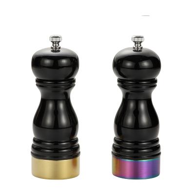 China Durable Rubberwood Core High Carbon Steel Grinding Pepper Grinder With Steel Sleeve Mini Black Pepper Grinder for sale