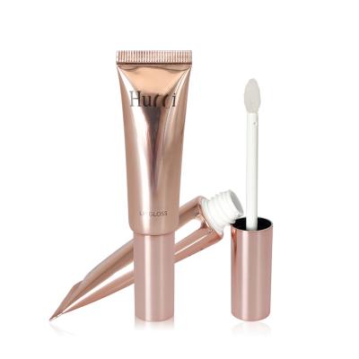 China 8.5ml Rose Gold Custom Empty Lip Gloss Cosmetic Aluminum Squeeze Tubes With Wand Cosmetic Packaging for sale