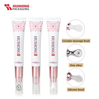 China 10-30ml Cosmetic Three Types PE Massage Applicator Head Matte Eye Lip Cream Tubes With PETG Lid for sale