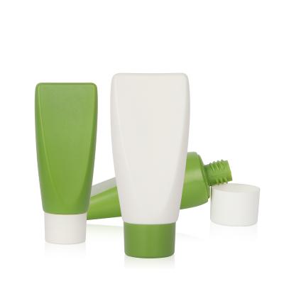 China 40ml 60ml White Biodegradable Cosmetic Green Matte Squeeze PE Cream Packaging Bottle For Cosmetic Container for sale