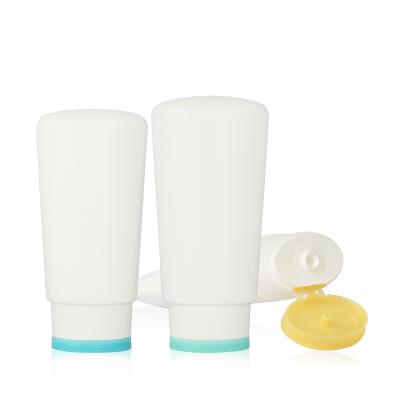 China 100ml 110ml Matte Biodegradable Squeeze Container PE Cosmetic Empty Serum Cream Packaging Bottle With Multicolor PP Lid for sale