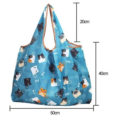 China Oxford wholesale fashion extra large fabric eco-friendly nylon polyester bag folding reusable waterproof shopping bag for sale