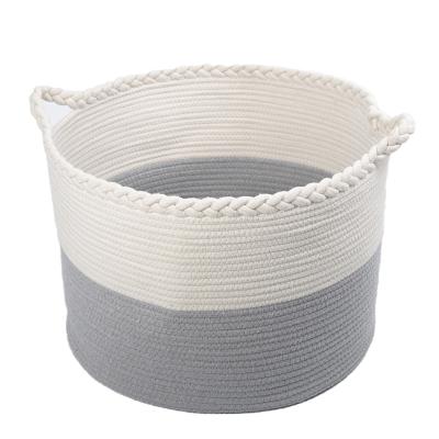 China Rope Storage Basket Sundries Container Bathroom Laundry Storage Basket Factory Outlet Bin Yarn Viable Extra Large Woven Cotton Fabric for sale