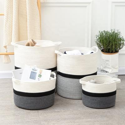 China Sustainable Cotton Basket Hot Selling High Quality Small Basket The Basket For Kids To Storage Sundries And Toys for sale