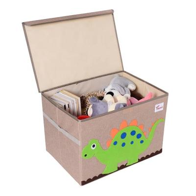 China Large Cloth Eco-Friendly Collapsible Toy Storage Bin Folding Cartoon Animal Toy Organizer Box Viable Wholesale for sale