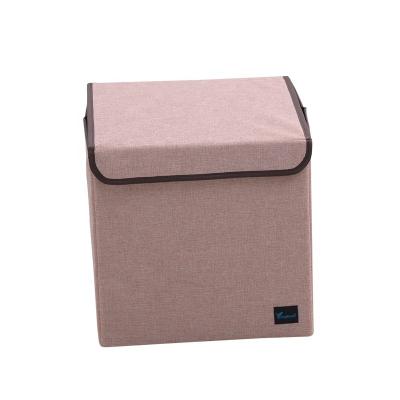 China High Quality Woven Textiles Viable Custom Drawer Non Collapsing Storage Cube Kids Toys Bin With Lid Sundries Container for sale