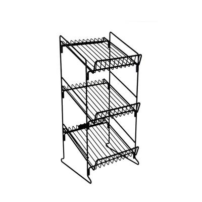 China Sustainable SEDEX Grid For Countertop Use With 3 Open Shelve Wire Display Shelving Rack for sale