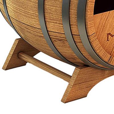 China Deploying Goods Factory Manufacturer Wooden Barrel Shape Wine Rack Wine Display Stand for sale