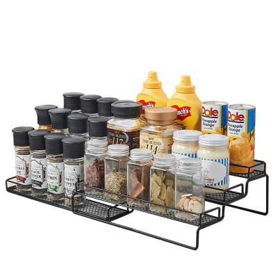 China China Supplier Hot Sale Metal Wire Kitchen Storage Racks Shelf 3 Layers Expandable Spice Rack for sale