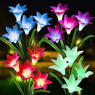 China Lily Garden Lamp Solar LED LANDSCAPE Decorative Solar LED Lawn Lamp Outdoor Christmas Lighting Path Yard for sale