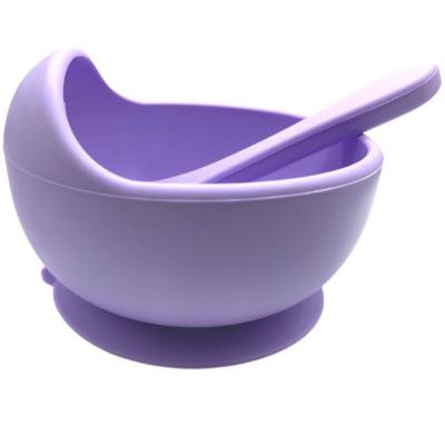 China 2020 Supplier Factory BPA Free Silicone Baby Feeding Suction Bowl With Spoon for sale