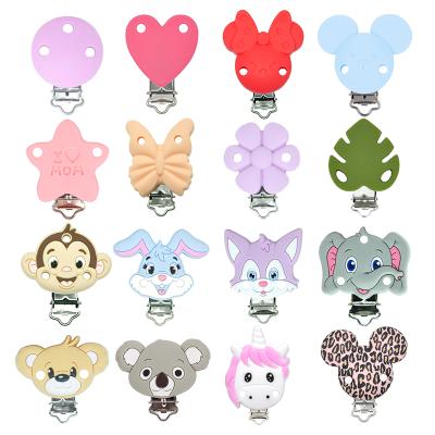 China Soft Toy Fast Delivery Pacifier Clip Holder BPA Free Silicone Baby Teether Teether Holder Clip for sale