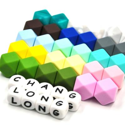 China Baby Teething Chinese Hexagons Hexagons Silicone Beads Silicone Plug Beads Spot Supplier for sale