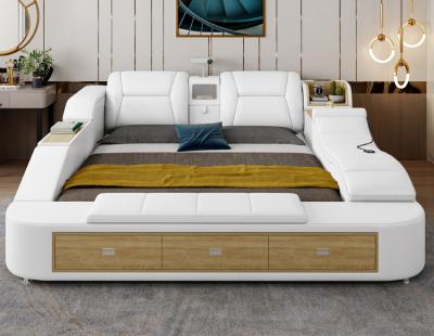 China Modern Design Adjustable Italian Minimalist Bedroom Furniture Single Leather Bed (The Other) Massage Double for sale