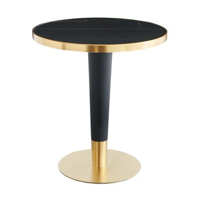 China Black And White Space Saving Mental Marble Coffee Table Small Space Round Table Modern Design Cafe Table And Chair for sale