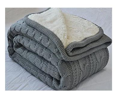 China Jacquard Sweater Cable Knit Sherpa Fleece Flannel Fleece Super Soft Reversible Warm Blanket Reversible Blanket for sale