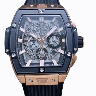 China Chronograph Hengbao Blow up Classical fusion series wine barrel hollowing automatic multi-function timing automatic mechanical watch for sale