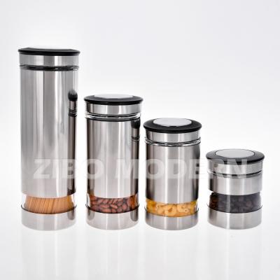 China Cover Cylinder Stainless Steel Covered Mental Screw Lid Glass And Bottle Storage for sale