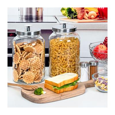 China 1 Gallon Home Organization Large Fruit Dry Cookie Stash Cookie Canister Freshness Preservation Set Kitchen Pantry Storage Glass Jars for sale