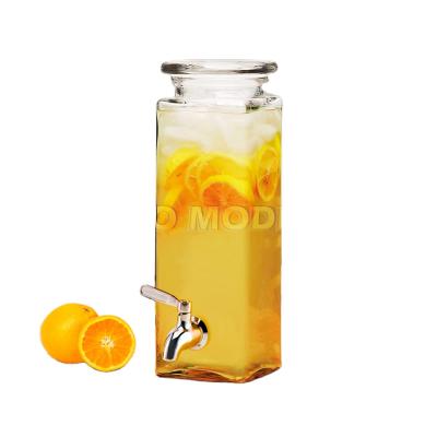 China Minimalist 2.3L Beverage Dispenser Glass Holder And Spindle Fun Party Glassware Cold Drinks Pitcher for sale