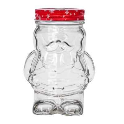 China Stocked 16 Ounce Santa Claus Shaped Mason Jar Mugs With Plastic Straw And Tin Lid - Cold Drink Cups for sale