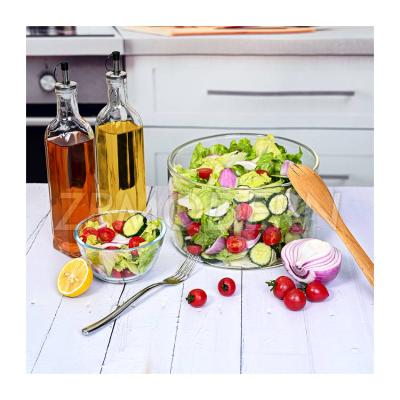 China Large Sustainable Salad Bowl Glass For Home Use High Quality Modern Design Glass Fruit Bowl Set For Salad for sale