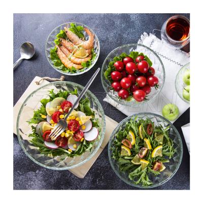 China Wholesale Disposable Container Wholesale Disposable Round Transparent Food Diamond Products Fruit Glass Bowl Set Salad Serving Set for sale