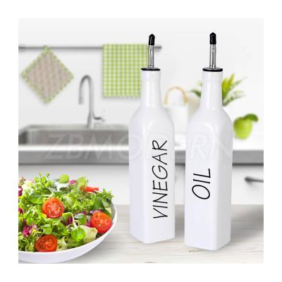 China Ceramic Cover Oil Vinegar Bottle Dispenser Kitchen Cooking Olive Oil Bottle Sauce Vinegar Dispenser With 500ml Ceramic Bottle for sale