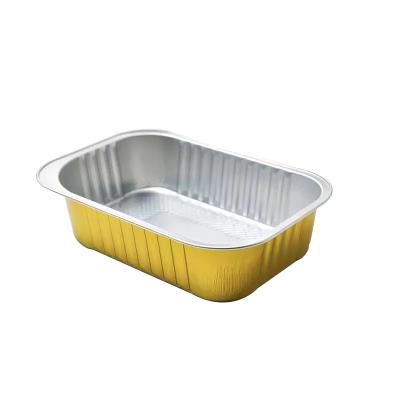 China Alum Gold Soft Aluminum Container Tray Container Packing Square Aluminum Foil Alum Material Easy Take Out Pans for sale