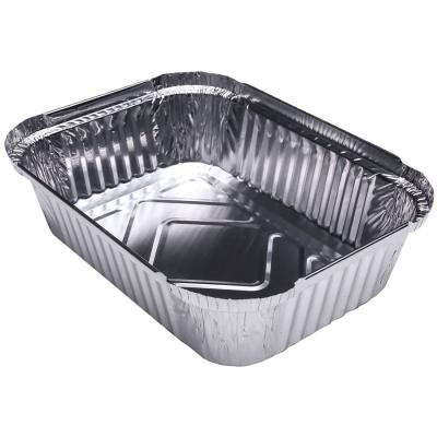 China Disposable Silver Aluminum Foil Container Soft Aluminum Square Food Tray With PP PET Alum Lids OEM for sale