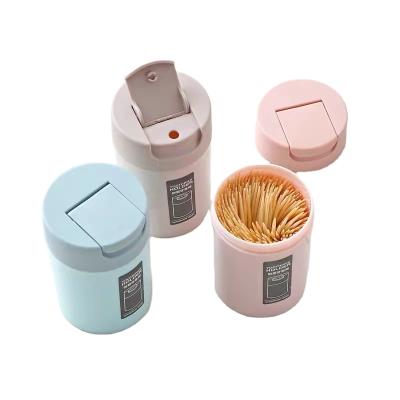 China Disposable High Quality Natural Bamboo Disposable Toothpick Eco-friendly Plastic Bottle Toothpick Dispenser Packing Holder for sale