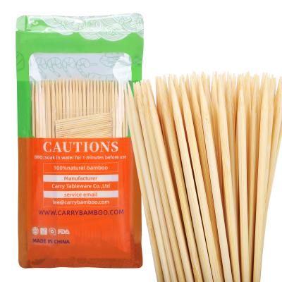 China 4.0mm Diameter Eco-Friend Premium Quality Easily Cleaned Disposable Bamboo Skewer Ready To Ship In Bulk CARRY Brand BBQ Stick for sale