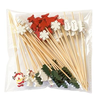 China Multi Function Barbecue Tools Fruits Handmade Bamboo Toothpicks Christmas Cocktail Sticks for sale