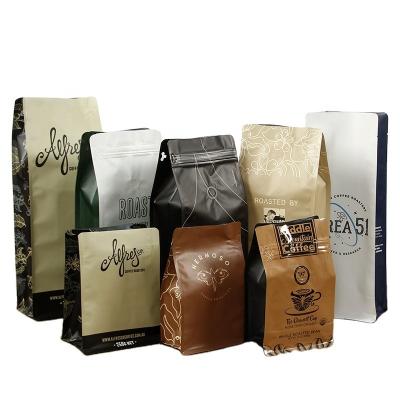 China Recyclable Custom Printed Eco Friendly 500g 1kg Aluminum Foil Package Flat Bottom Zipper Plastic Coffee Bean Bag With One Way Valve for sale