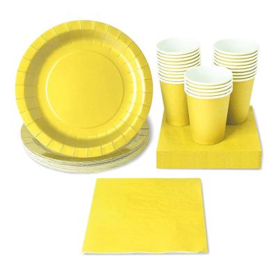 China Wholesale Eco-Friendly Disposable Disposable Birthday Party Theme BBQ Lunch Dishes Cup Colorful Printed Napkins Dinner Set Luxury Tableware for sale