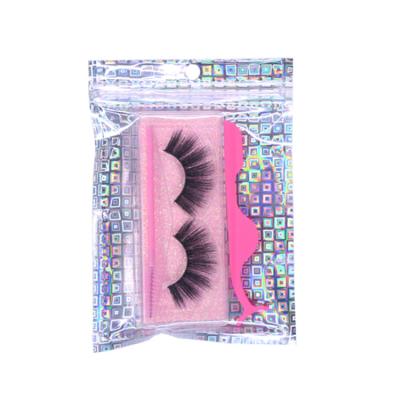 China BIODEGRADABLE Custom Rainbow Lashes Lip Gloss Holographic Ziplock Eyelashes Packaging Box Diy Party Gift Bag Eye Lash Package for sale