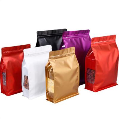 China Recyclable Custom Dried Food Dried Fruit Plastic Mushrooms Spices Packaging Aluminum Foil 8 Gusset Doypack Flat Bottom Clear Bag for sale