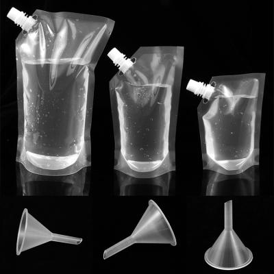 China Customized Logo Clear Jelly Drinks Juce Packaging Plastic Water Pouch BIODEGRADABLE Bag Reusable 50ml 100ml 500ml With Spout Bottle Shape for sale