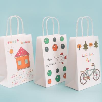 China Recyclable Custom Handmade Hand Painted Gift Bag Cartoon Candy Bag Wrapping Paper Take Out Bag for sale