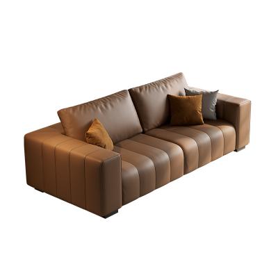 China Modern simple straight row electric leather combination adjustable leather living room sofa double function telescopic sofa bed (the other) for sale