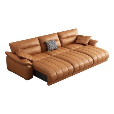 China Italian minimalist double function sofa retractable main layer (the other) adjustable whip smart electric function leather sofa bed for sale