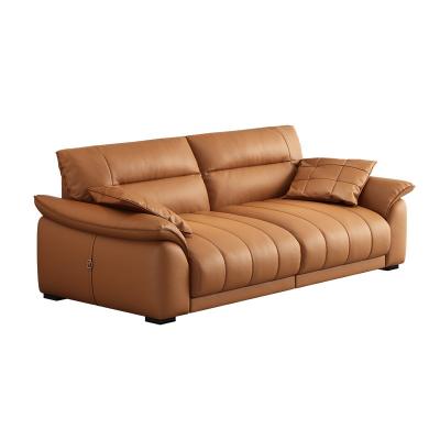 China Double use sofa (the other) function of modern simple living room smart electric adjustable leather retractable sofa for sale