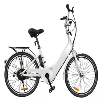 China Aluminum Alloy Wholesale China Manufacture 500W 24 Inch Desktop Disc Brake City Electric Bicycle For Women for sale