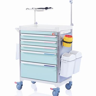 China W3920 Hospital ABS Plastic Emergency Trolley Crash Trolley for sale